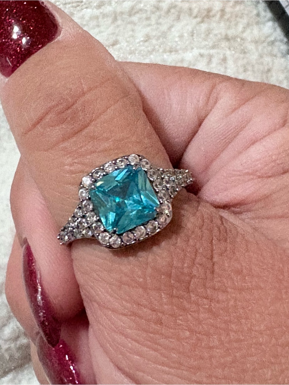Bomb Party Sparkling With Love Aqua Blue CZ Ring Size 11